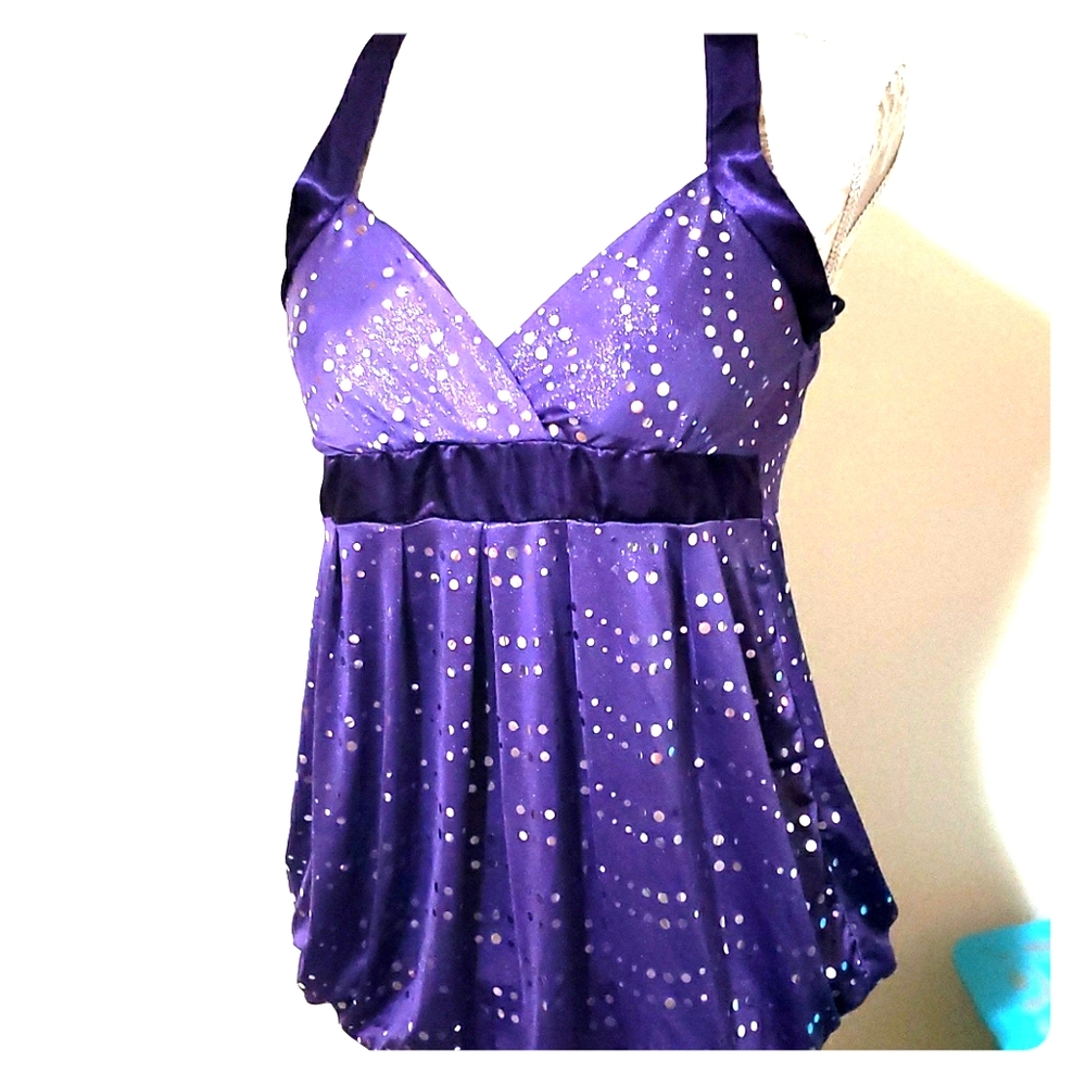 Purple sequined sleeveless party top
